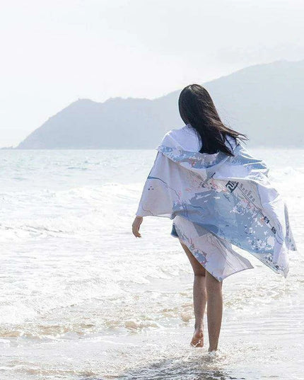 Ocean-Urban Premium Quick Dry Surf Poncho Towel - Stylish Blue Raccoon Design