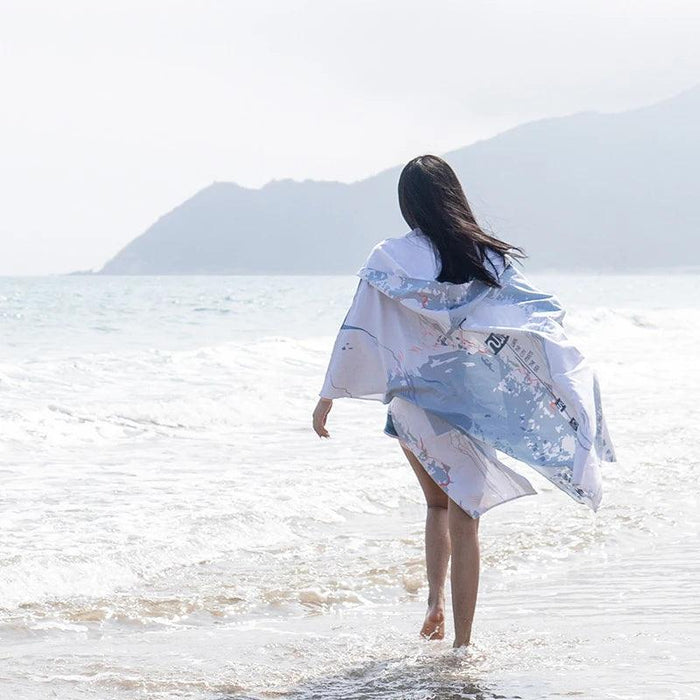 Ocean-Urban Premium Quick Dry Surf Poncho Towel - Stylish Blue Raccoon Design