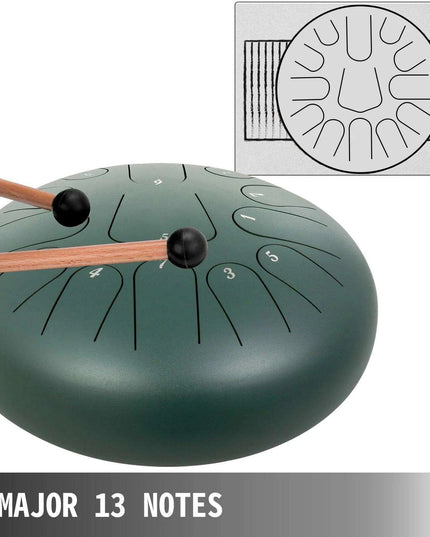 C Major 12" VEVOR Steel Tongue Drum with Travel Case - Discover Serene Melodies