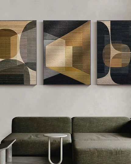 Elegant Brown Geometric Canvas Art Collection for Home and Office Décor