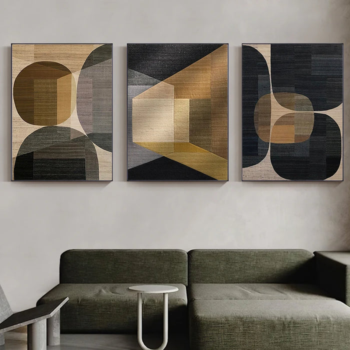 Brown Geometric Abstract Art Prints for Elegant Home and Office Decoration