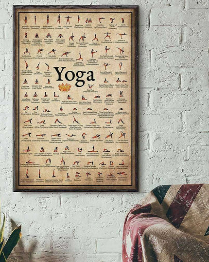 Tranquil Yoga Ashtanga Pose Chart Wall Art Canvas - Premium Zen Home Decor Piece