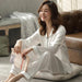 Satin Summer Pajama Set - Luxurious Solid Color Sleepwear Ensemble