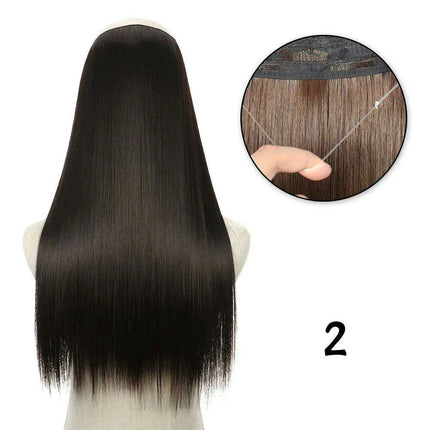 Blonde and Black Halo Hair Extensions for Effortless Volume and Length Boost