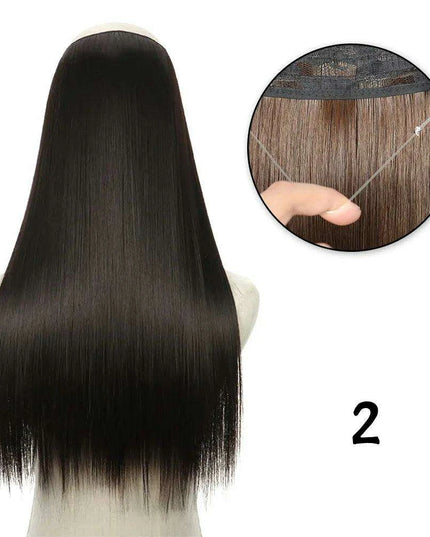 Blonde and Black Halo Hair Extensions for Effortless Volume and Length Boost
