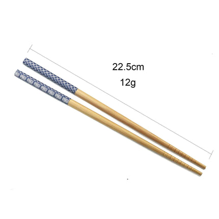 Elegant Handcrafted Bamboo Chopstick Set - 5 Pairs, 23.5cm Natural Wood for Sushi & Noodles