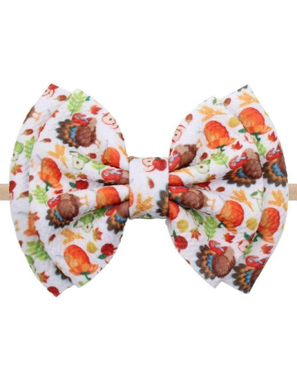 Turkey Print Baby Headband - Festive Holiday Hair Accessory for Thanksgiving Cheer