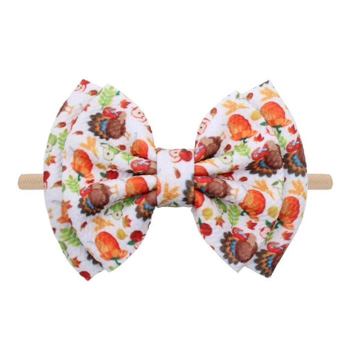 Turkey Print Baby Headband - Festive Holiday Hair Accessory for Thanksgiving Cheer