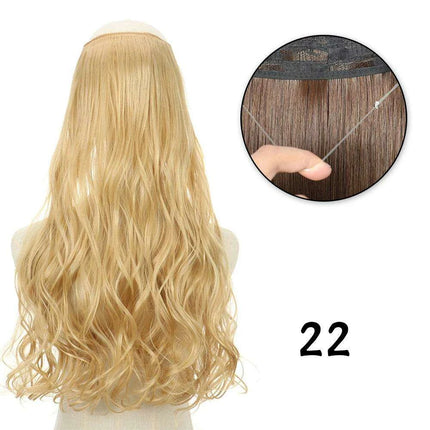 Blonde and Black Halo Hair Extensions for Effortless Volume and Length Boost