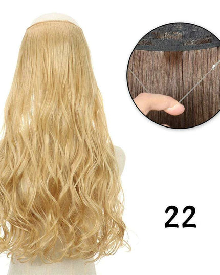 Blonde and Black Halo Hair Extensions for Effortless Volume and Length Boost