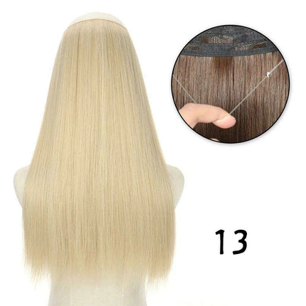 Blonde and Black Halo Hair Extensions for Effortless Volume and Length Boost