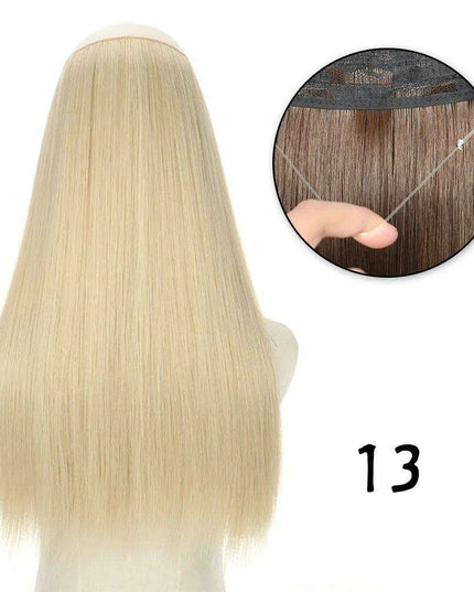 Blonde and Black Halo Hair Extensions for Effortless Volume and Length Boost