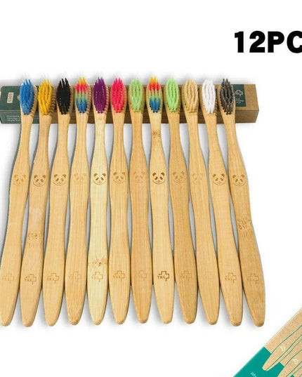 12 Pcs Charcoal Bamboo Toothbrushes Soft Eco-Friendly
