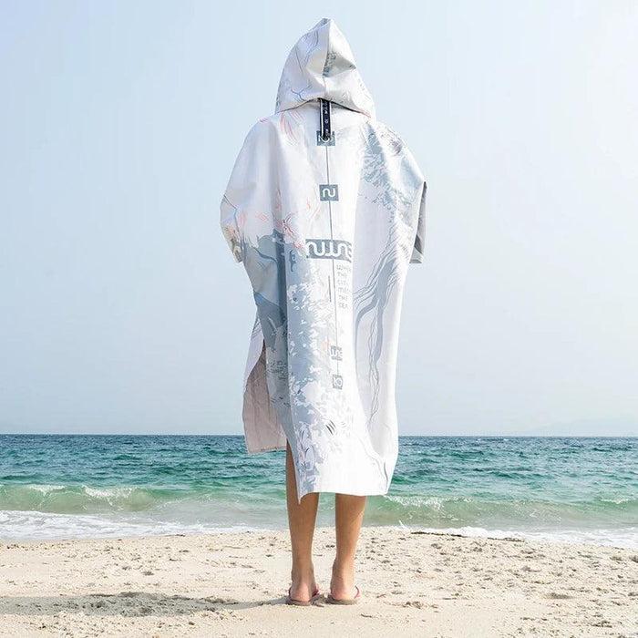 Ocean-Urban Premium Quick Dry Surf Poncho Towel - Stylish Blue Raccoon Design