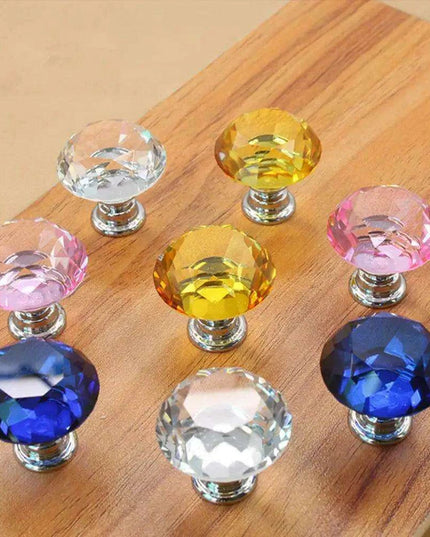 Elegant 30mm Diamond Crystal Glass Cabinet and Drawer Knobs for a Glamorous Touch