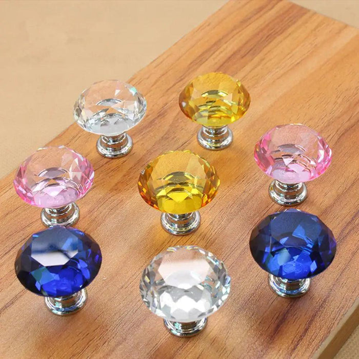 Elegant 30mm Diamond Crystal Glass Cabinet and Drawer Knobs for a Glamorous Touch