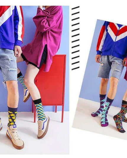 Colorful Tongue Graphic Skateboard Socks for Women - Stylish Fun Addition