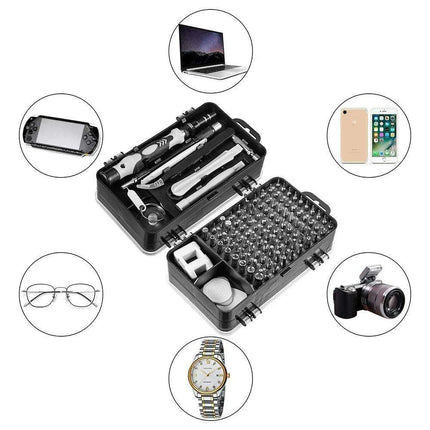 110-Piece Magnetic Precision Tool Set for Home and Professional Repairs in Sturdy Stainless Steel