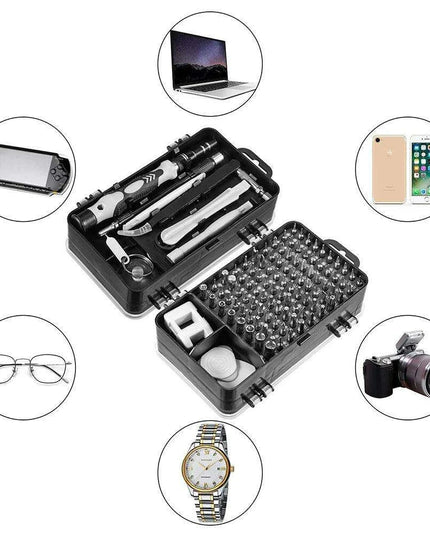 110-Piece Magnetic Precision Tool Set for Home and Professional Repairs in Sturdy Stainless Steel