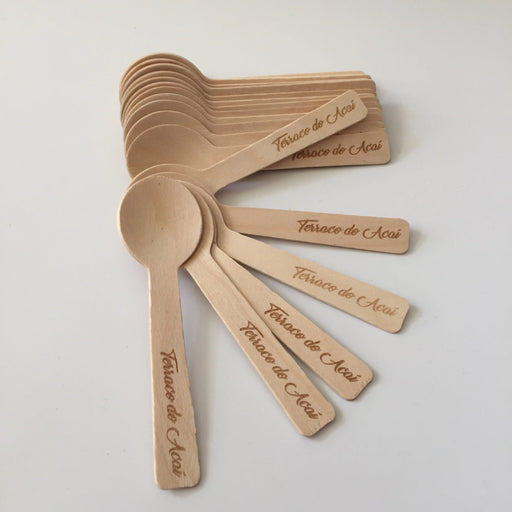 Set of 100 Customizable Organic Birch Wood Mini Spoons