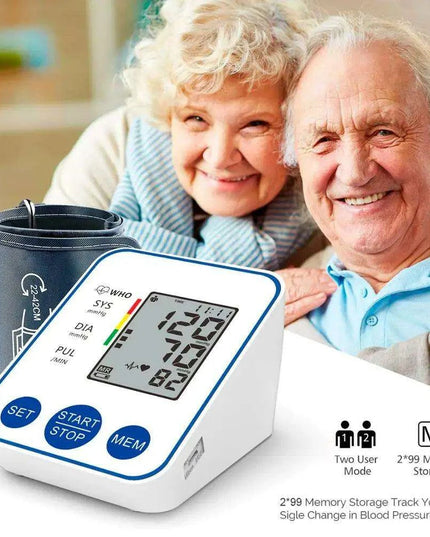 Digital Upper Arm Blood Pressure Monitor Kit with Large LCD Display for Accurate Home Health Monitoring