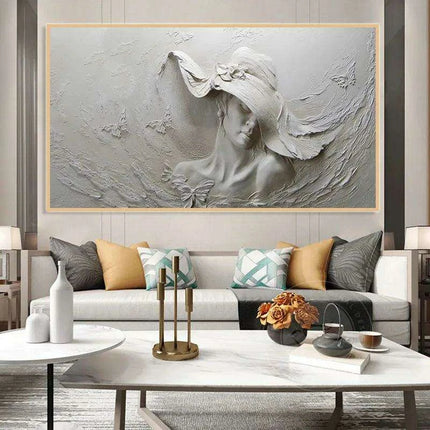 Timeless Elegance: Eco-Friendly Abstract Woman in Hat Canvas Art