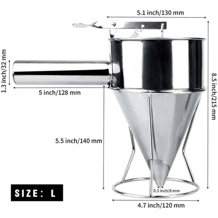 Ultimate Stainless Steel Batter Dispenser with Stand - The Perfect Kitchen Tool for Flawless Pancakes and More