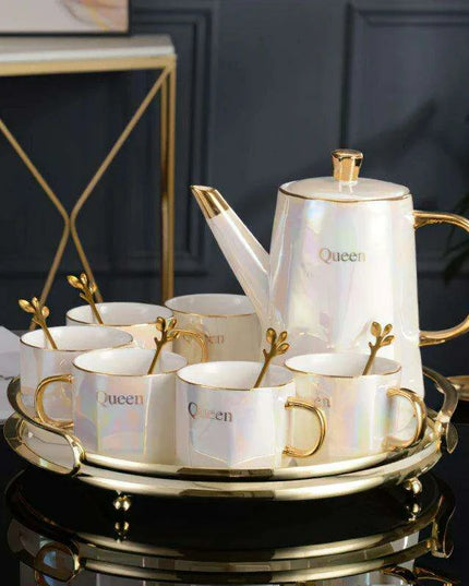 Nordic Gold Elegance: Premium Ceramic Tea and Coffee Set