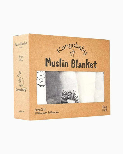 Kangobaby Luxurious 5-Piece Baby Blanket Set - Soft Bamboo Cotton Comfort for Your Baby