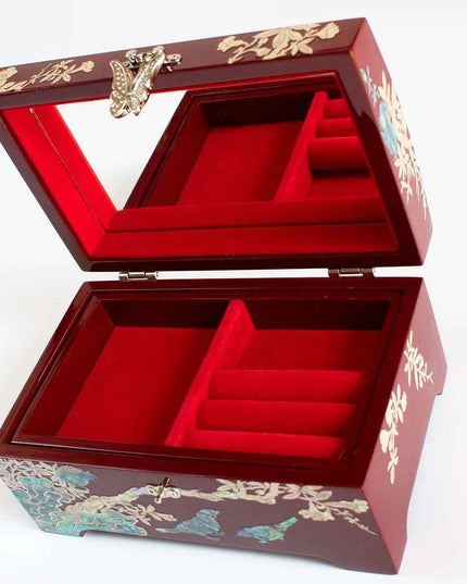 Elegant Mother of Pearl Jewelry Box with Mirror - Stylish Storage for Your Precious Gems