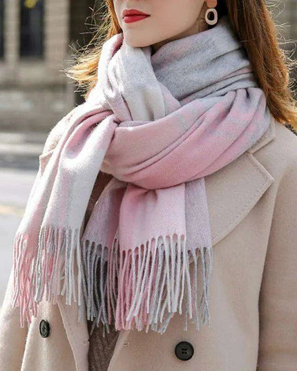 Chic Cashmere Plaid Wrap - Elegant Winter Neck Accessory