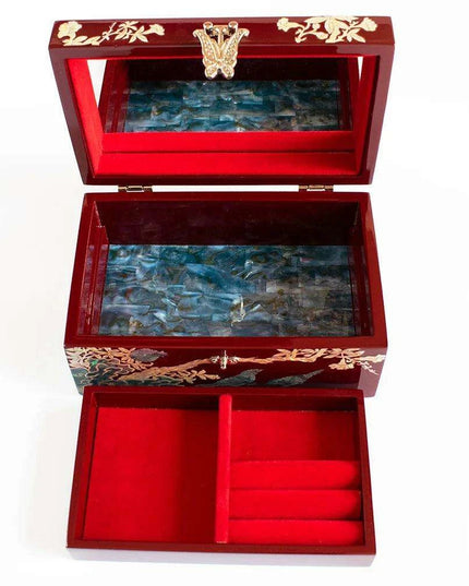 Elegant Mother of Pearl Jewelry Box with Mirror - Stylish Storage for Your Precious Gems