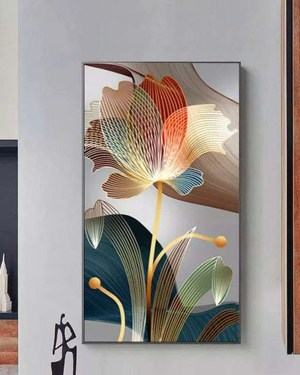 Elegant Golden Line Floral Abstract Canvas Art: A Luxurious Addition to Your Decor