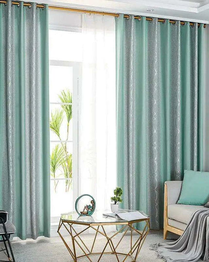 Elegant Dual Color Green Striped Blackout Curtain Set - Modern Home Upgrade