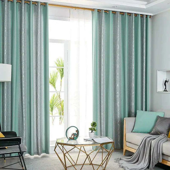 Elegant Dual Color Green Striped Blackout Curtain Set - Modern Home Upgrade