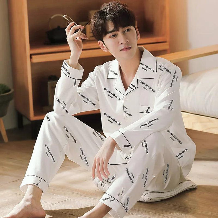 Cozy Korean Nights: Men's Stylish Cotton Pajama Set for Ultimate Comfort