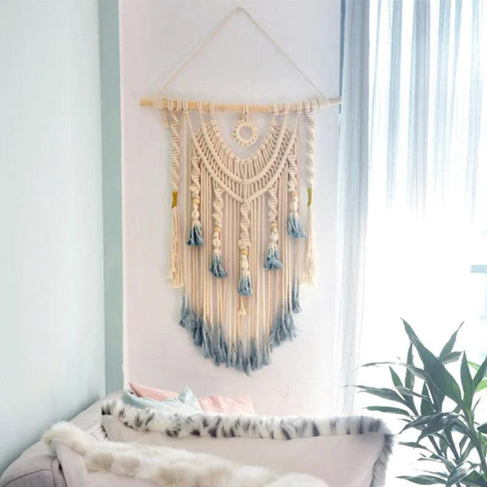 Bohemian Elegance Macrame Dream Catcher Wall Hanging - Artisan Crafted Luxury