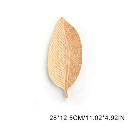 Elegant Leaf-Shaped Walnut Rubber Wood Serving Trays for Luxurious Dining