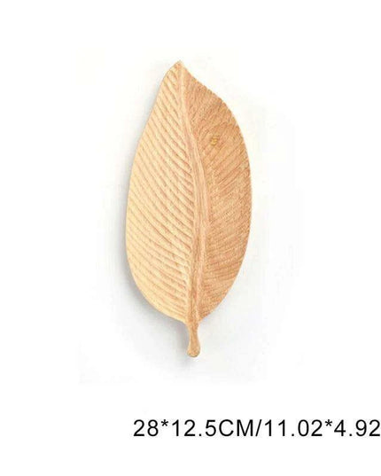 Elegant Leaf-Shaped Walnut Rubber Wood Serving Trays for Luxurious Dining