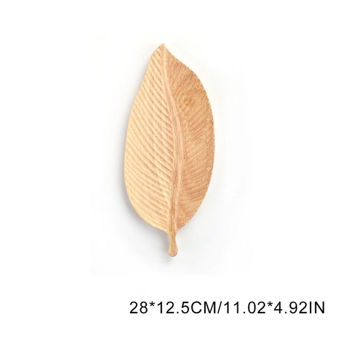 Elevate your Dining Experience with Walnut Rubber Wood Leaf-Shaped Serving Trays
