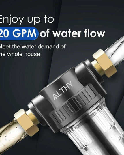 Whole House Water Filtration System with Stainless Steel Mesh - Low Maintenance Solution by ALTHY AL-PRE1