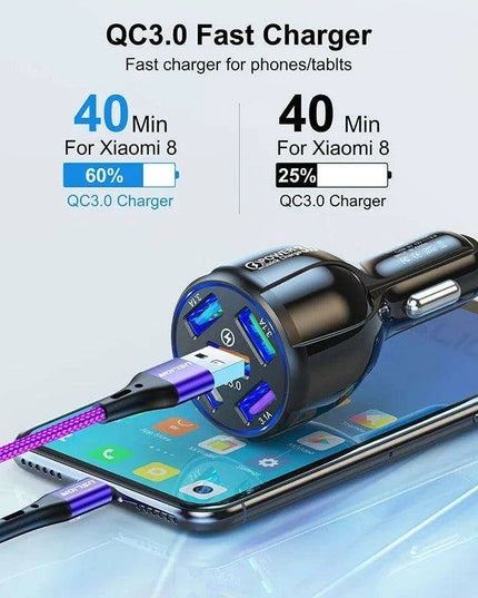 Multi-Device Quick Charge USB Car Charger for iPhone 12 and All Smartphones - Your Ideal Travel Companion