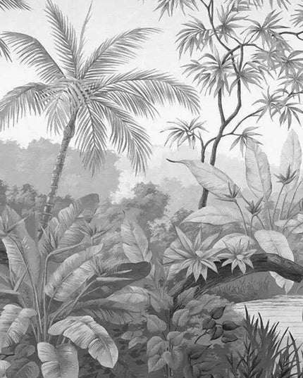 Elegant Monochrome 3D Banana Leaf Wallpaper for Stunning Home Interiors