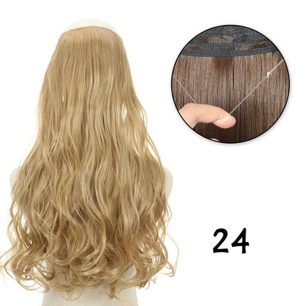 Blonde and Black Halo Hair Extensions for Effortless Volume and Length Boost
