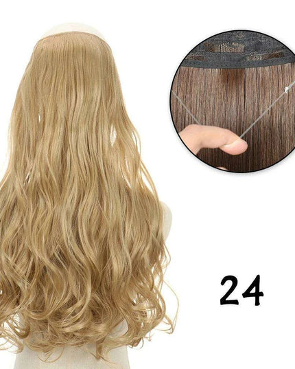 Blonde and Black Halo Hair Extensions for Effortless Volume and Length Boost
