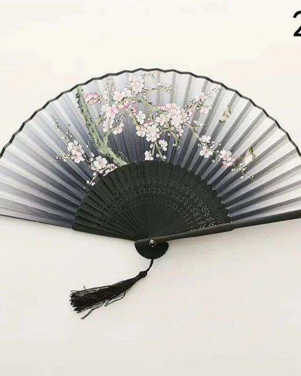 Elegant Vintage Chinese Silk Bamboo Folding Fan with Unique Designs