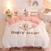 Cozy Plush Velvet Flannel Fleece Bedding Set with Adorable Toy Beardecorate - Complete Duvet Cover, Sheet, and Pillowcase Collection for Full, Queen, and King Beds