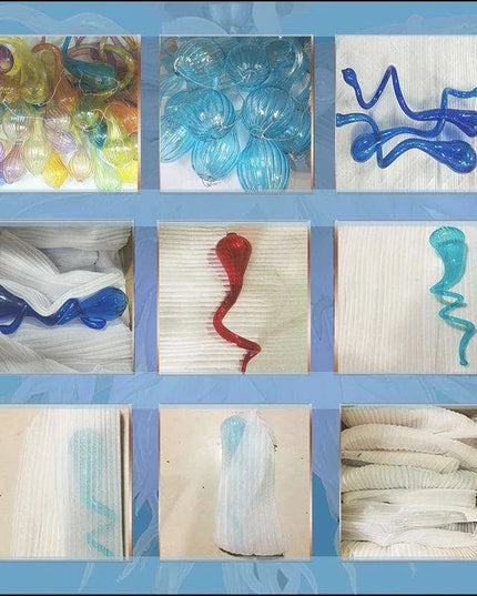 Customizable Handcrafted Glass Chandelier Inspired by Dale Chihuly with LED Lighting Options