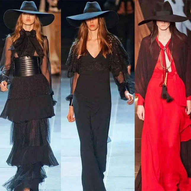 Elegant Women's Wide Brim Wool Felt Fedora Hat with Sophisticated Ribbon Detail - Perfect for Celebrations and Formal Events