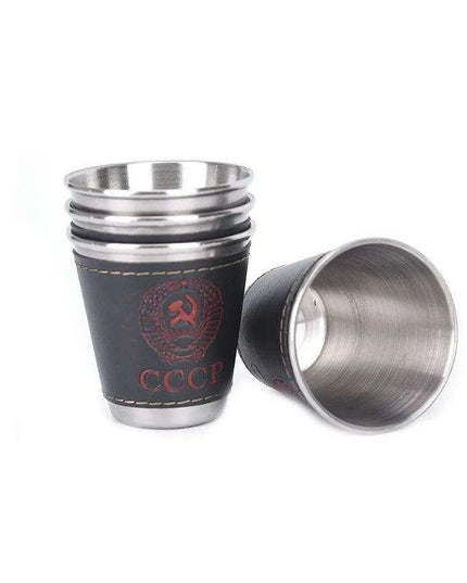 Stylish Outdoor Stainless Steel Travel Cup Set with Elegant PU Leather Case